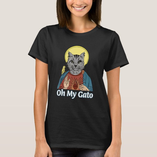 Oh mein Gott Jesus Gott Cat Felines T-Shirt (Vorderseite)