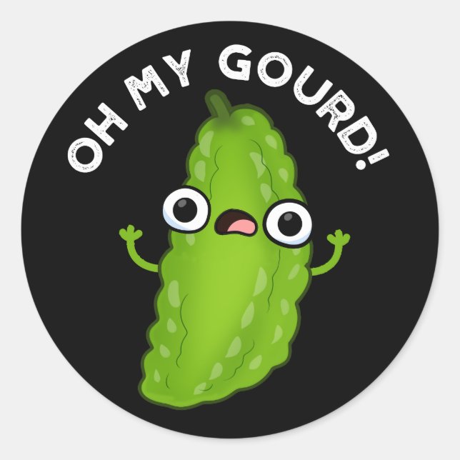 Oh mein Gourd Funny Veggie Pun Dark BG Runder Aufkleber (Vorderseite)