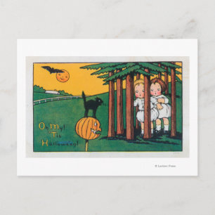 Oh, mein Halloween Black Cat Scaring Kids Postkarte