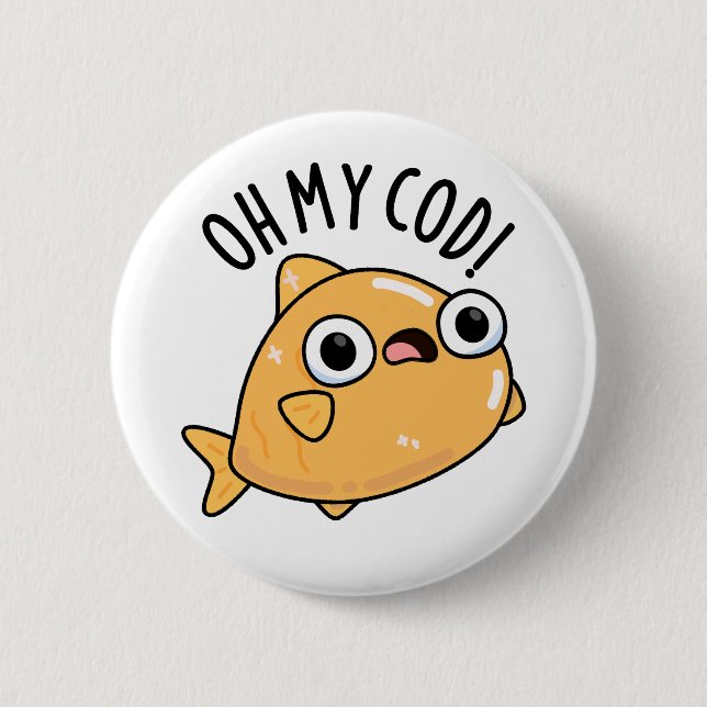 Oh mein Kabeljau Funny Fish Puff Button (Vorderseite)