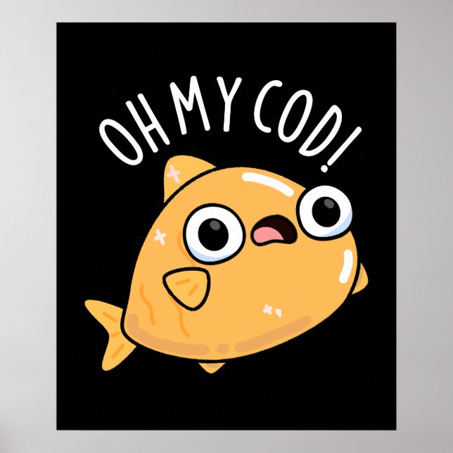 Oh mein Kabeljau Funny Fish Puff Dark BG Poster (Vorne)