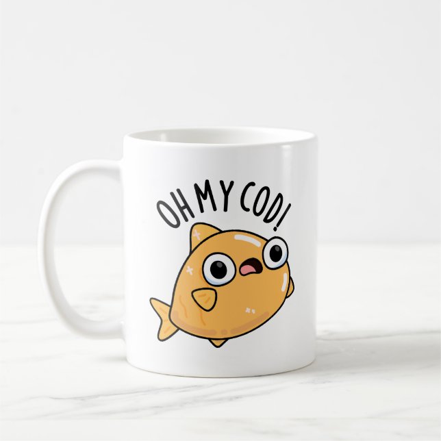 Oh mein Kabeljau Funny Fish Puff Kaffeetasse (Links)