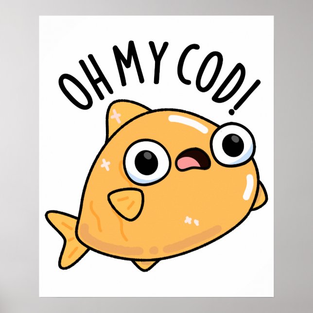 Oh mein Kabeljau Funny Fish Puff Poster (Vorne)