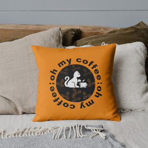 Oh mein Kaffee Funny Cool Niedliche Katze Weiß Sch Kissen