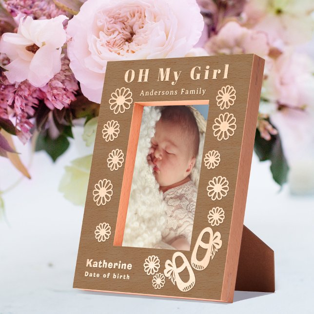 Oh mein Mädchen Baby Geätzte Rahmen (Oh My Girl  Wood Etched Personalized Frame.)