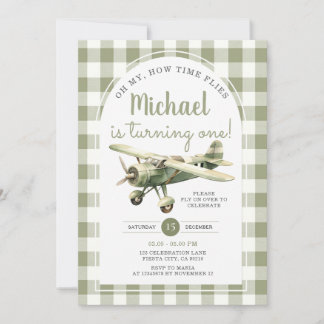 Oh, mein Wie fliegt Flugzeug Geburtstag Green Ging Einladung