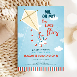 Oh, meine Zeit fliegt Kite Summer Boy ersten Gebur Einladung