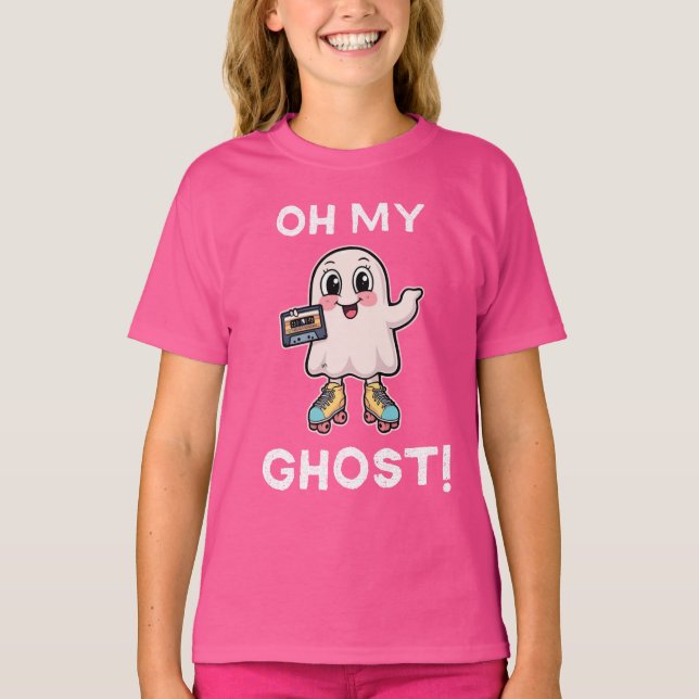Oh My Ghost! Cute Punning Ghost on Skates T-Shirt (Vorderseite)
