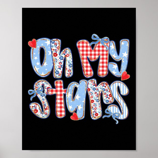 Oh My Stars 4. Juli Preppy Karo Gingham Patch Poster (Vorne)