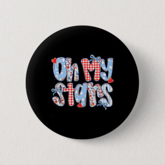 Oh My Stars 4th Of July Preppy Karo Gingham Patch Button