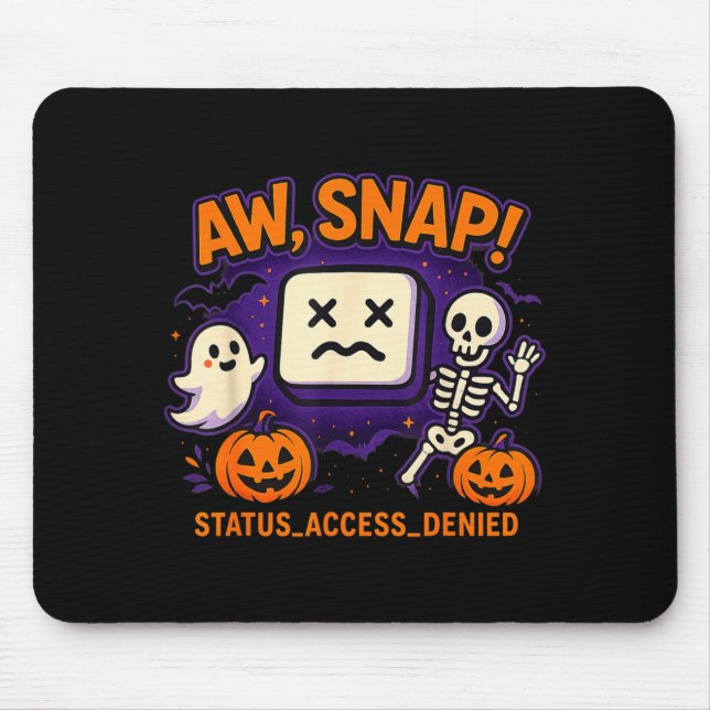 Oh nein, gruseliger Geist Skelett Kürbis Fehler Mousepad (Vorne)