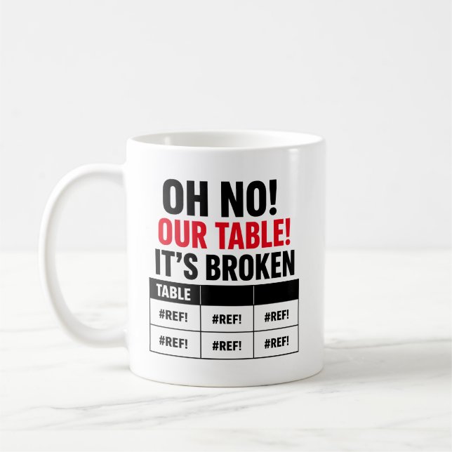 OH NEIN, UNSER TABELLENBLATT IST KAPUTT Spreadshee Kaffeetasse (Links)