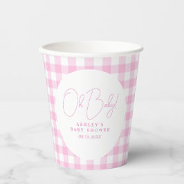 Oh, niedliche Rosa Gingham personalisierte Babydus Pappbecher