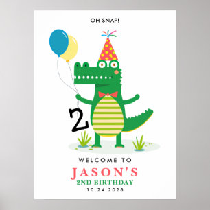 Oh, Niedlicher Alligator Snap-Kindergeburtstag-Zei Poster