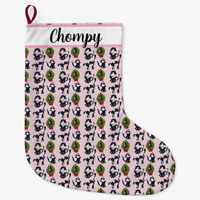 Oh-oh! Die Katze ist im Baum Großer Weihnachtsstrumpf (Vorderseite)