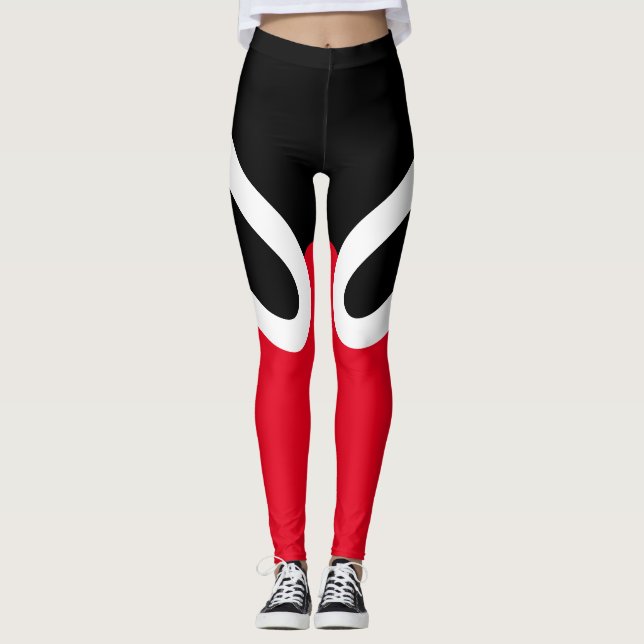 "OH-OH-" schwarze/weiße/rote Leggings (Vorderseite)