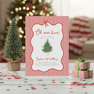 Oh One Lustiges Weihnachten Vintage Preppy Schleif Einladung