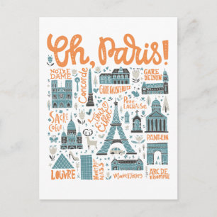 Oh, Paris!   Städtische Typografie Postkarte