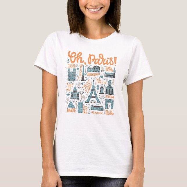 Oh, Paris! | Städtische Typografie T-Shirt (Vorderseite)