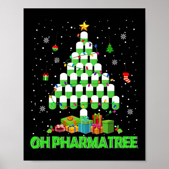 Oh Pharmatree Christmas Tree Pharmacy Medication P Poster (Vorne)