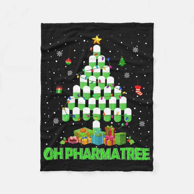 Oh Pharmatree Weihnachtsbaum Apotheke Medikamente  Fleecedecke (Vorderseite)