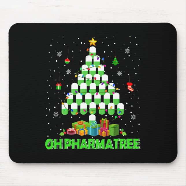 Oh Pharmatree Weihnachtsbaum Apotheke Medikamente  Mousepad (Vorne)