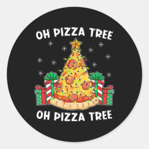 Oh Pizza Tree Xmas Food Present Christmas Pizza Tr Runder Aufkleber
