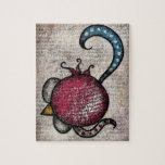 Oh Pomegranate Jigsaw Puzzle<br><div class="desc">Oh,  Pomegranate hat eine Granatfrucht über einen strukturierten,  bedrängten,  schreiberbellen Hintergrund mit dotty Wirbel.</div>