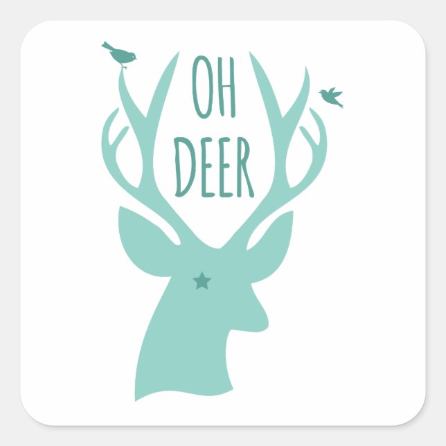 Oh Reh, aquamarin Quadratischer Aufkleber (Vorderseite)