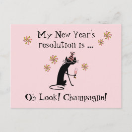 Oh, schau! Champagne! Neujahrskatze Feiertagspostkarte