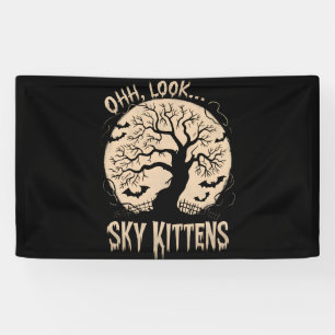 Oh schau Himmel Kätzchen Halloween Lustige Flederm Banner