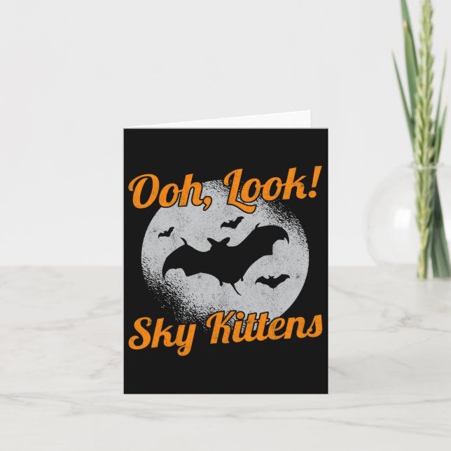 Oh schau Sky Kittens Bat Halloween Bats Karte (Vorderseite)