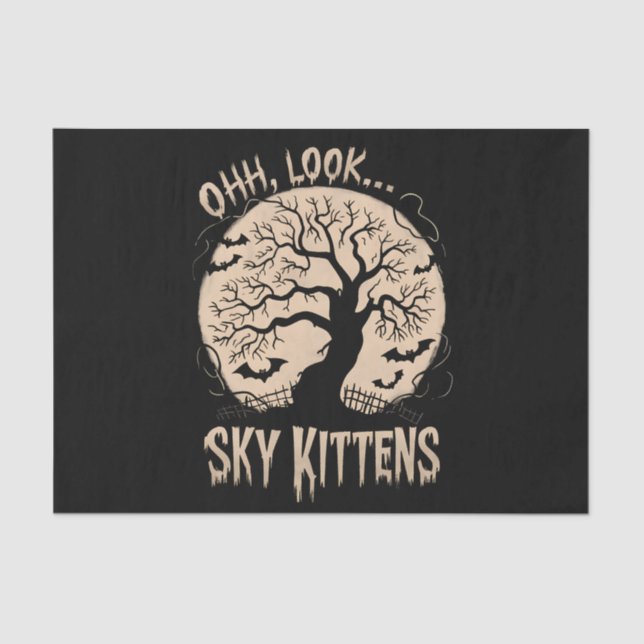 Oh schau Sky Kittens Halloween Funny Bats Lover Seidenpapier (Vorderseite)