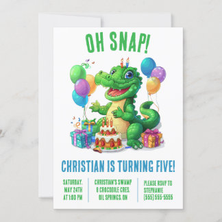 Oh, schläfst! Alligator mit Balloons Geburtstagspa Einladung