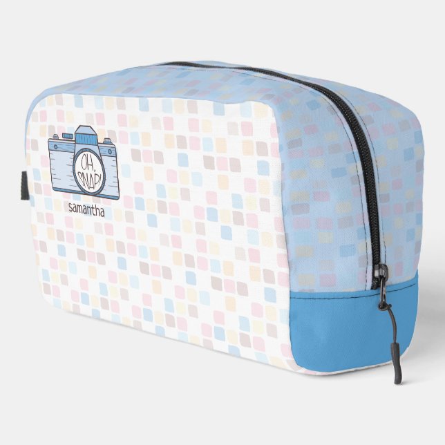 Oh, schläfst! Blue Pastel Camera Toilettenbeutel Waschbeutel (Rechte Ecke)