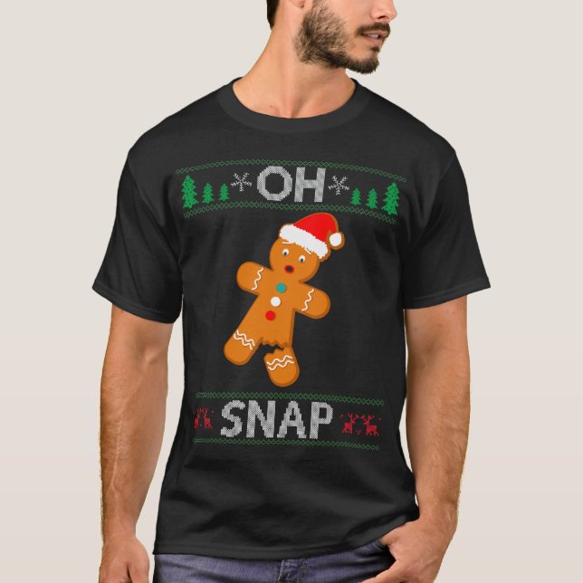 Oh, schläfst! Gingerbread Man Cookie Ugly Sweater  T-Shirt (Vorderseite)