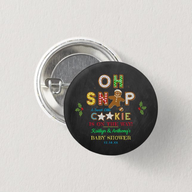 Oh, schläfst! Gingerbrei Cookie Kinderdusche Button (Vorne & Hinten)