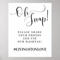 Oh, schläfst! Hochzeit Foto Hashtag Poster