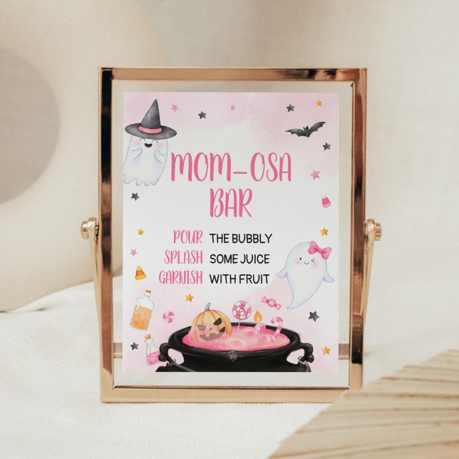 Oh Sheet Ghoul Halloween Baby Dusche Mama Osa Bar Poster (Pink Oh Sheet Baby Shower Mom Osa Bar Sign)