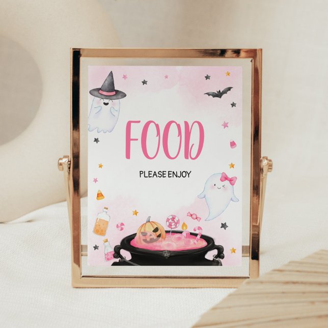 Oh Sheet Ghoul Halloween Baby Showfood Poster (Pink Oh Sheet Baby Shower Food Sign)