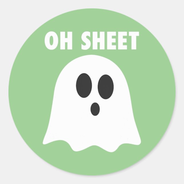 Oh Sheet - Humorer Halloween Ghost Pub Oh Sheet M Runder Aufkleber (Vorderseite)