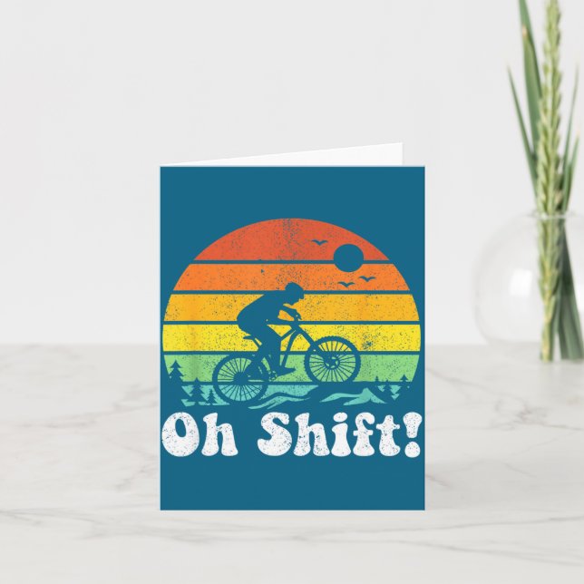 Oh Shift Funny Mountain Bike Rider Biking Retro Cy Karte (Vorderseite)
