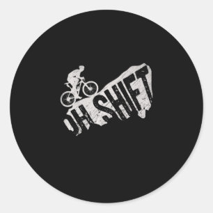 Oh Shift Mountainbike Radfahrer Runder Aufkleber