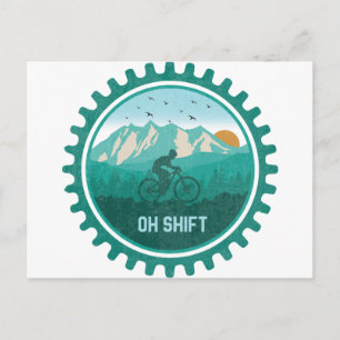 Oh Shift Retro Mountain Bike Vintag MTB Radfahren Postkarte