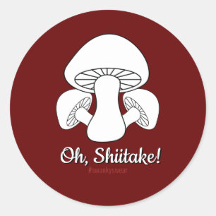 Oh Shiitake (dunkelrot) Runder Aufkleber