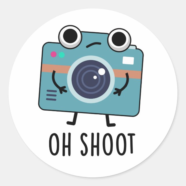 Oh Shoot Funny Fotograf Camera Pub Runder Aufkleber (Vorderseite)