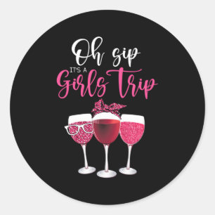 Oh, Sip, es ist eine Trip Leopard Print Weinbrille Runder Aufkleber