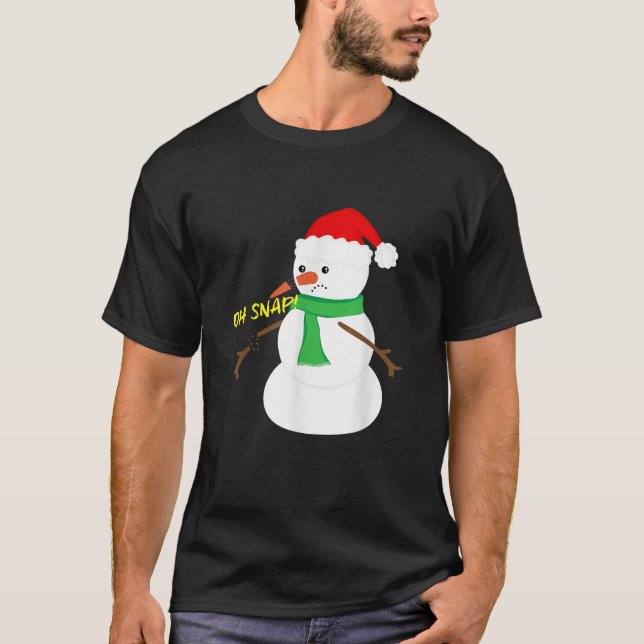 Oh Snap Broken Nose Arm Snowman Weihnachten T-Shir T-Shirt (Vorderseite)