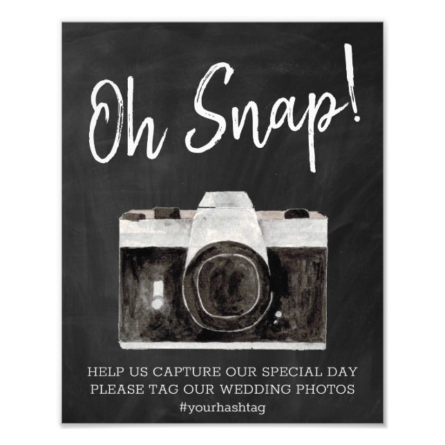 Oh Snap Camera Hashtag Wedding Sign Fotodruck (Vorne)