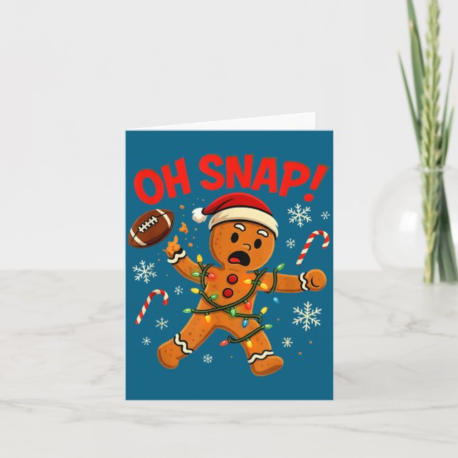 Oh Snap Christmas Gingerbread Funny Football Light Karte (Vorderseite)